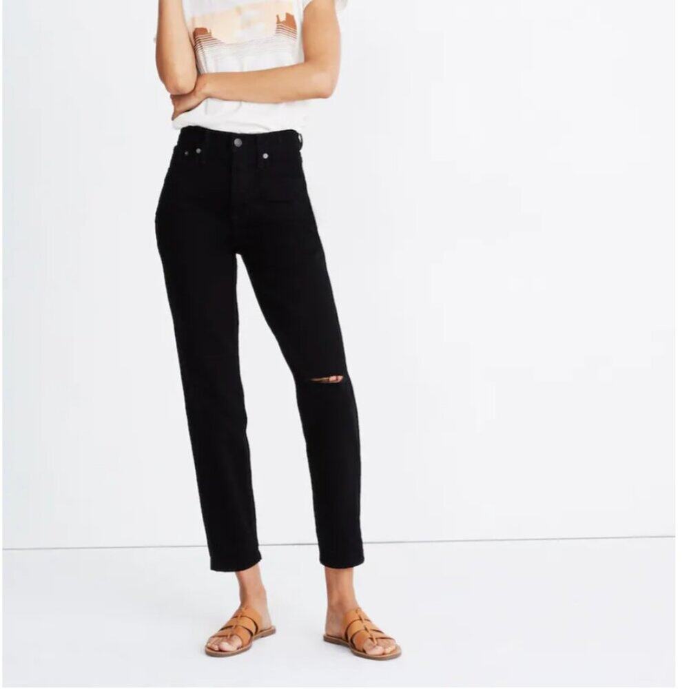Madewell The Perfect Vintage Jean in Stone Black: Knee-Slit Edition